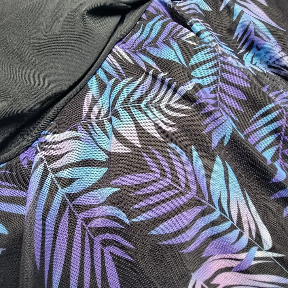 NWT Sothea Plus Size 20W One Piece Swim Dress Black Tummy Control Swimwear - Picture 4 of 9